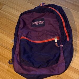 JanSport Dark Purple and Orange Piping Backpack